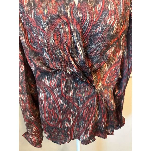 IRO Paris Center-Twist Paisley Silk Blouson Top Size 44 Large - Picture 6 of 11